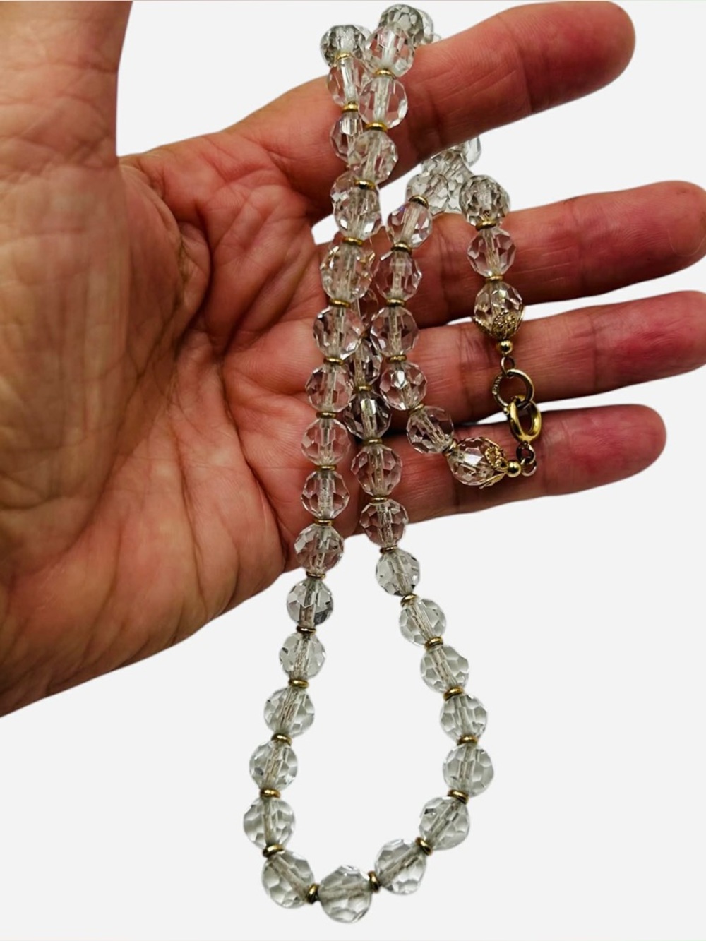 Vintage Napier Faceted Glass Crystal Bead Necklace